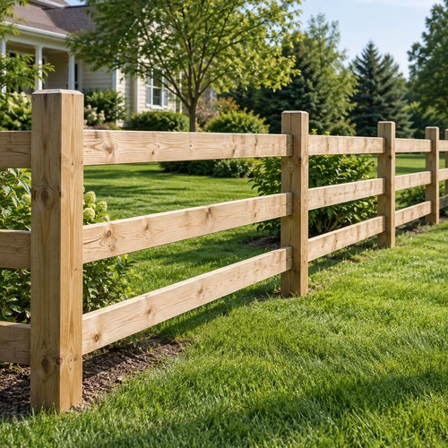 three board wood fence